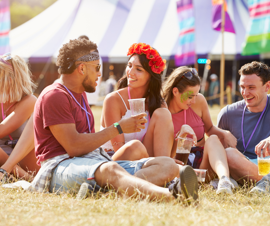 People at a festival People at a festival